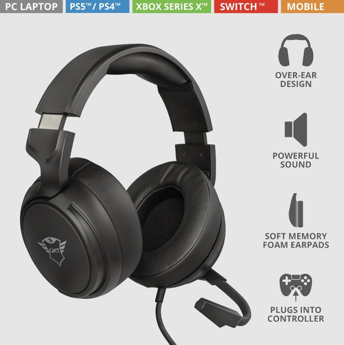 Imagem 2 de 7 de Headset Gaming Trust Gxt433 Pylo Mult Preto