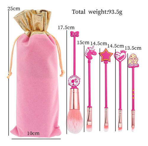 Set De 5 Brochas Para Maquillaje De Barbie