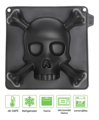 Imagen 2 de 4 de Molde Calavera Jumbo Para Hielos Gelatina Pasteles Silicon