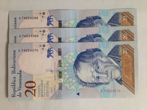 Billetes De Venezuela De 20 Bolívares Correlativos