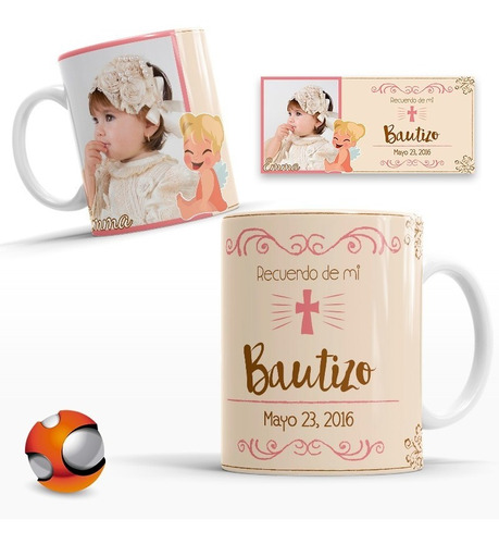 50 Tazas Personalizadas Recuerdos Bautizo Niña Con Su Foto