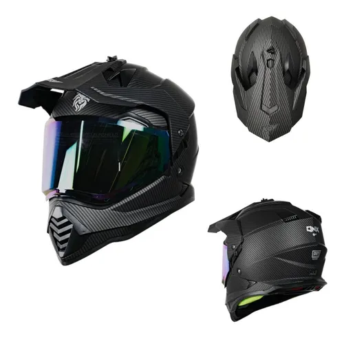 Casco De Moto Hombre Casco Integral Doble Lente Motocross