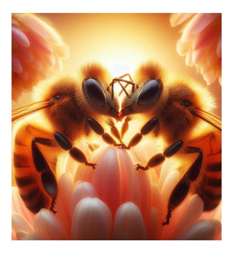 Vinilo 60x60cm Abejas Enamoradas Amor Love Bees Flor