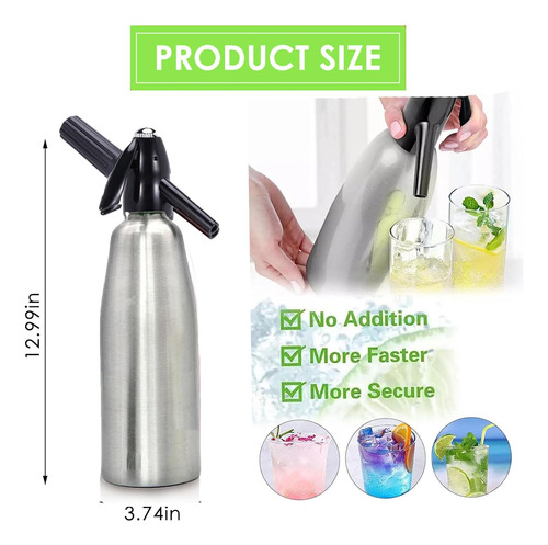 Soda Siphon 1l Sparkling Water Maker, Aluminio Seltzer Seltz