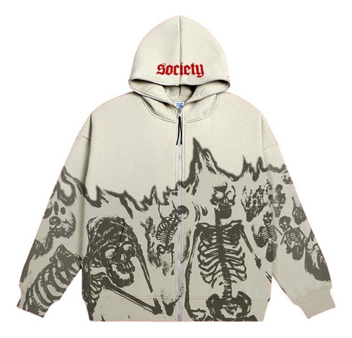 Sudadera Hombres Con Capucha Y Estampado De Calaveras