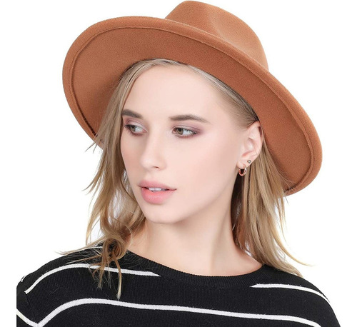 Lanzom - Sombrero Clásico De Ala Ancha Flexible Para Mujer.