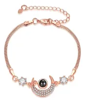 Comprar Pulsera Mujer Luna 100 Idiomas Te Amo Brazalete Dorado Rosa