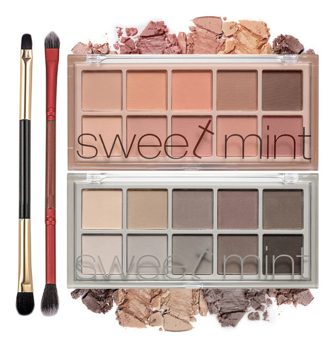 Sweet Mint - Paleta De Sombra De Ojos De 10 Colores, 2 Pieza