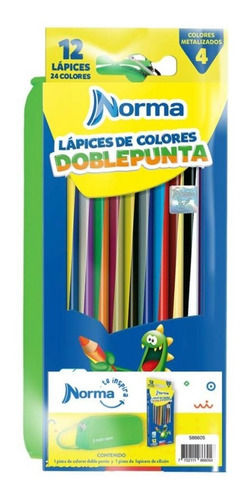 Lapices De Colores Doble Punta Norma 12 Pzas + Lapicera