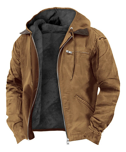 Jaqueta Masculina Casual Retrô Com Capuz
