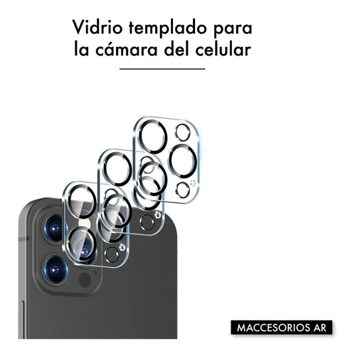 Imagen 2 de 9 de Vidrio Templado Para Cámara Compatible iPhone Varios Modelos