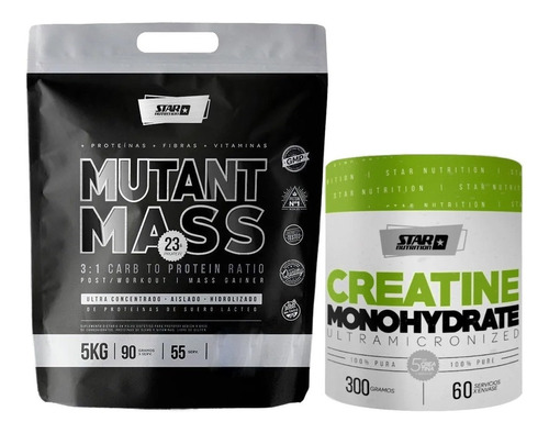 Mutant Mass 5 Kg Whey Gainer + Creatina 300 Star Nutrition