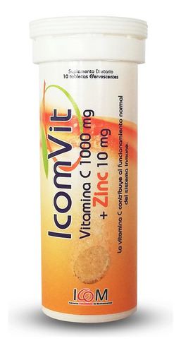 Icomvit Vitamina C + Zinc Naranja 10 Tabletas Efervescentes