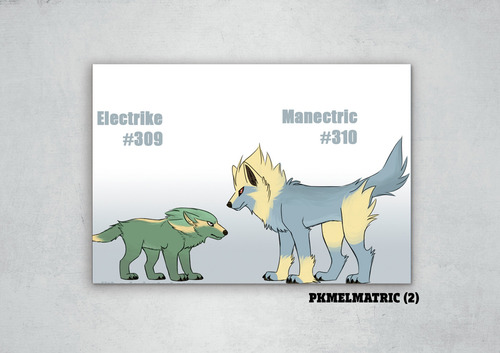 Cuadros Poster Pokemon Electrike Evolucion 50x70 (ric 2)