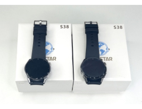 Relógio Smartwatch S38 49mm Bluetooth Fere Android Ios Caixa Prateado Pulseira Preto Bisel Prateado Desenho Da Pulseira Oceano
