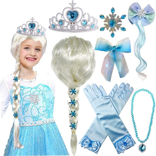 Princesa Elsa Peluca Frozen Elsa Trenza Con Princesa Tiara C