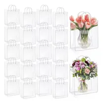 Comprar Eobromd 30pcs Bolsa Regalo Con Asa Transparentes Boda Recuerdos 25 X 25 X 9cm , Bolsas De Plástico Reutilizable, Bolsas De Compras Para Bodas, Bolsas De Dulces Para Fiestas, Cumpleaños, Escolares