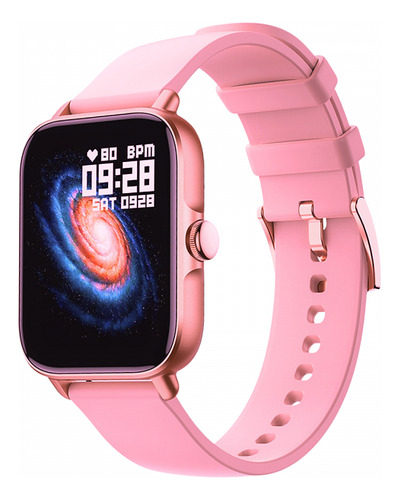 Relógio Smartwatch H13 Masculino Feminino 2024 Caixa Rosa Pulseira Rosa Bisel Rosa Desenho Da Pulseira Liso
