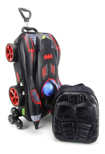 Imagem 2 de 10 de Mochila De Rodinha Batman 3d Com Lancheira Maxtoy 3805pm19