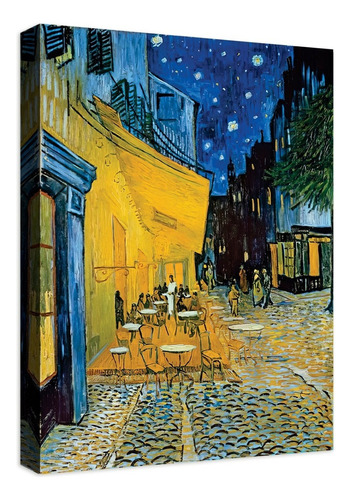 Cuadro Canvas Terraza Del Café En La Noche Vincent Van Gogh Color Natural Armazón Natural