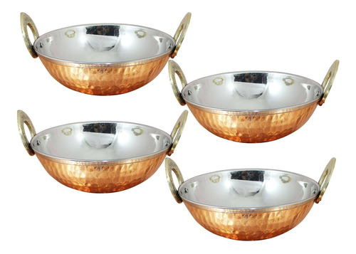 Avs Stores Set De 4 cuencos De, Pure Cobre, Acero Inoxidable