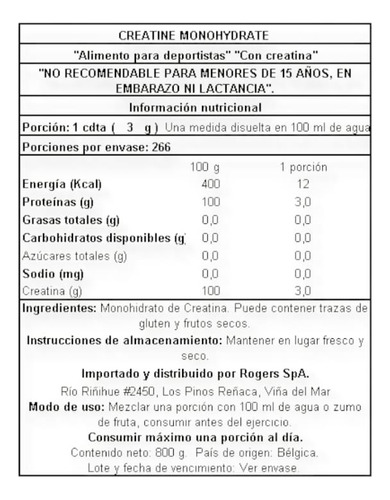 Creatina Monohidratada 800gr 133 Sv - Qnt