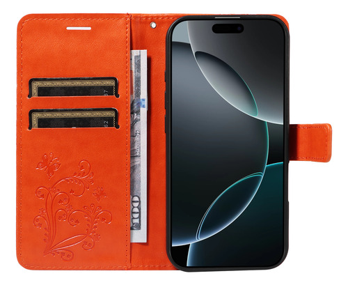 Funda Para La Serie Motorola Funda Tipo Cartera De Poliuretano Multifuncional De Alta Calidad Con Soporte, Ranura Para Tarjetas, Etc., Naranja