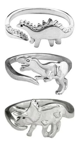 Anillos Dinosaurio Ajustable Unisex Apertura/set X3 +cajitas