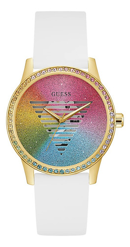 Reloj Guess Gw0589l1 Edición Limitada Pride Color De La Malla Blanco Color Del Bisel Strass Color Del Fondo Rainbow / Pride