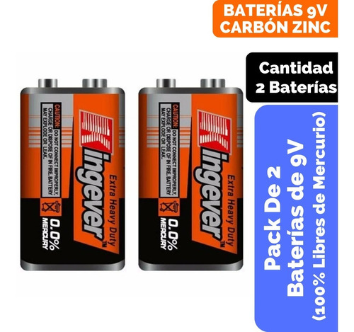 Pack De 2 Pilas De 9 Voltios Extra Heavy Duty Multímetro