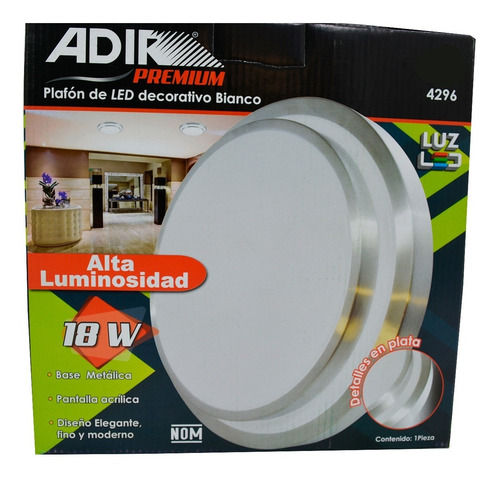 Imagen 7 de 7 de Plafón Led Decorativo Sobreponer Bianco Luz Fría 18w Adir