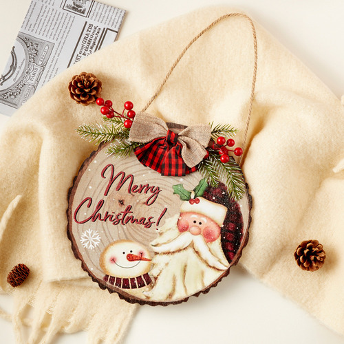 Letrero Colgante Navideño De Madera De Santa Claus De 12 Pul
