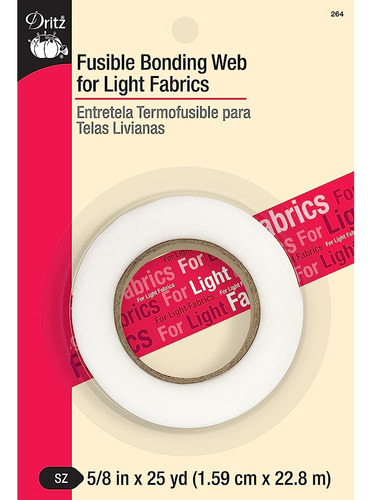 Dritz Fusible Light Fabrics Bonding Web, 5/8 Pulgadas X 25 Y