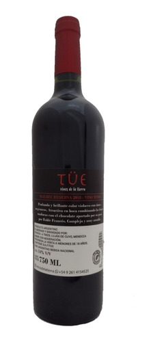 Vino Malbec Tue Reserva Vinos Finos Tinto