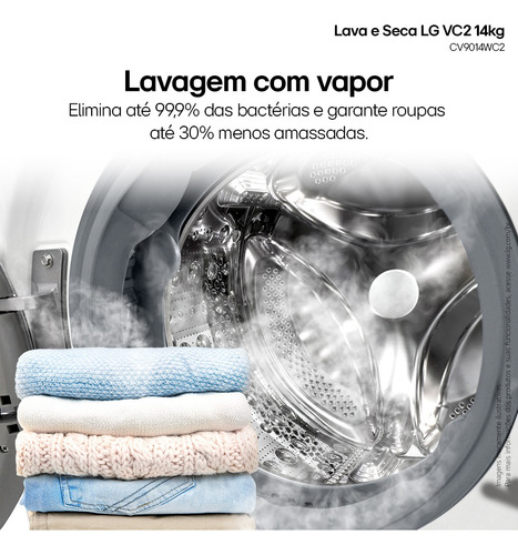 Lava E Seca LG Smart Vc2 14kg Branca Com Ia Cv9014wc2 - 127v