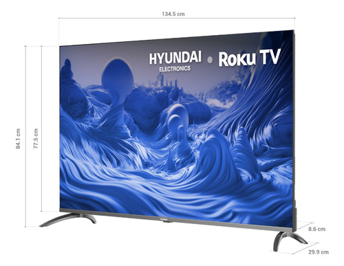 Hyundai Televisor 60 Pulgadas Uhd 4k Qled Smart, Dolby Audio, Wifi Dual Band, Sistema Operativo Roku. Compatible Con Alexa, Apple Air Play Y Google Home, Hdr10 Mod. Hyled6007qr Diseño Sin Borde