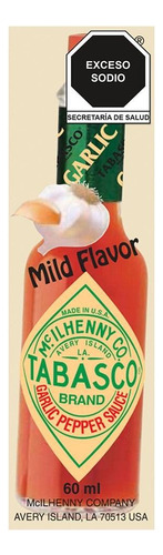 2 Pza Salsa Picante Tabasco Sabor Ajo 60 Ml