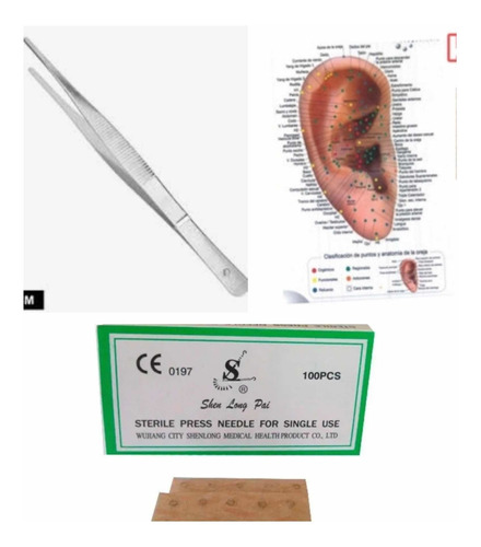 Kit Auriculoterapia , Chinchetas , Pinza Y Lamina