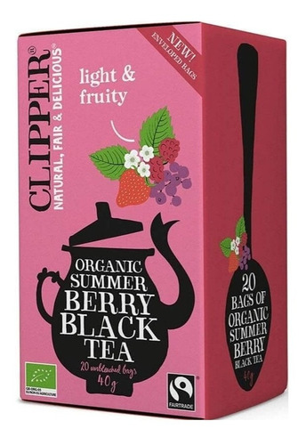 Clipper Té Negro Orgánico Berries 20 Bolsitas / Qtq