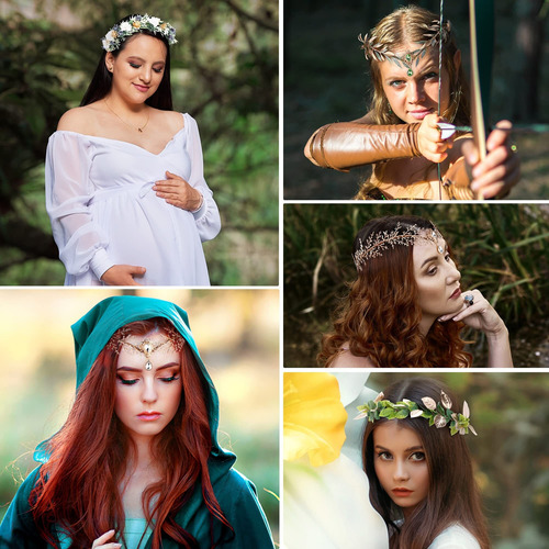 Diadema De Hojas De Hada Con Diamantes De Imitación