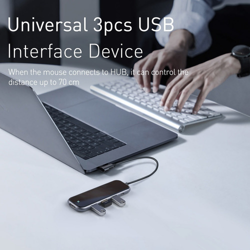 Hub Adaptador Tipo-c A 3 Usb3.0+hd4k+pd Gris Baseus