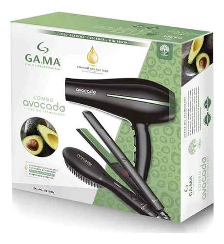 Set Gama Secador Bora + Alisador Elegance + Cepillo Avocado Negro