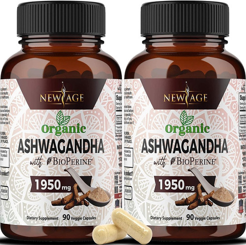 (paquete De 2) Ashwagandha 1950 Mg Polvo De Raíz De Ashwagan