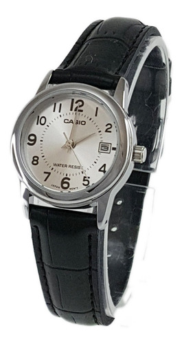 Reloj Mujer Casio Eaw-ltp-v00 Cuarzo Pulso Negro En Cuero