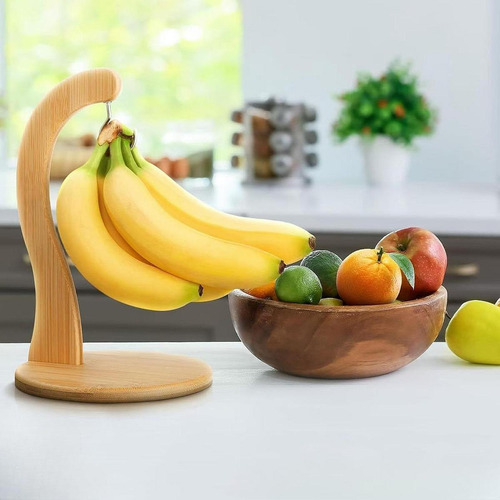 Soporte De Plátano De Bambú, Encimera, Elegante Estante De