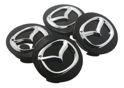 Set Centros Tapón Rin Para Mazda 57mm Negro