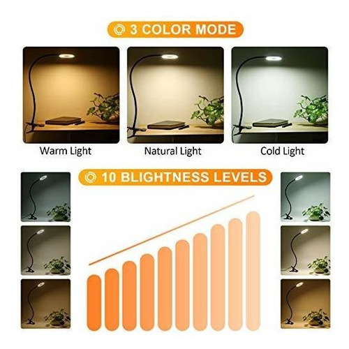 Luz Lectura Clip 48 Led Usb Escritorio 3 Modo Color 10 °