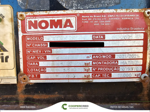 Rodocaçamba Noma 21/21 35m3 6 Eixos Com Lona Fácil