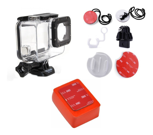 Kit Gopro Surf Carcasa+ Adhesivos+ Flotador Hero 5 6 7 Hdpro