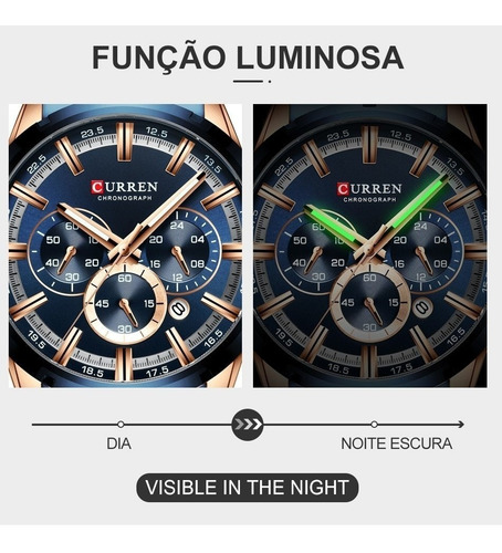 Imagen 7 de 10 de Reloj Hombre, Reloj Curren 8355, Cronografo + Caja De Lujo